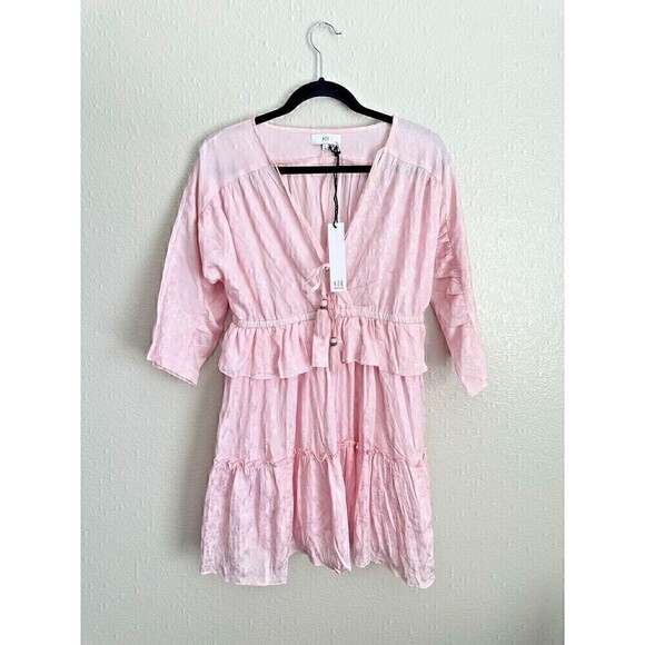 Nordstrom Dresses & Skirts - Nordstrom NSR Dress Womens Size Large Pink Kenny Satin Jacquard Ruffle Tassel